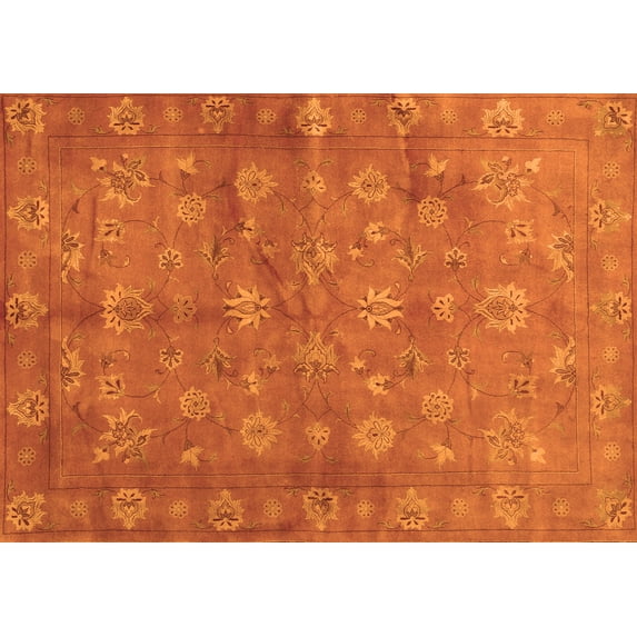 Ahgly Company Indoor Rectangle Abstract Orange Contemporary Area Rugs, 4' x 6'