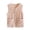 Pink, variant on Women's Round Neck Snap Heart Embossed Fleece Gilet, Dual Hip Flap Pockets, Plush Soft Outer for Café Visits Beige M