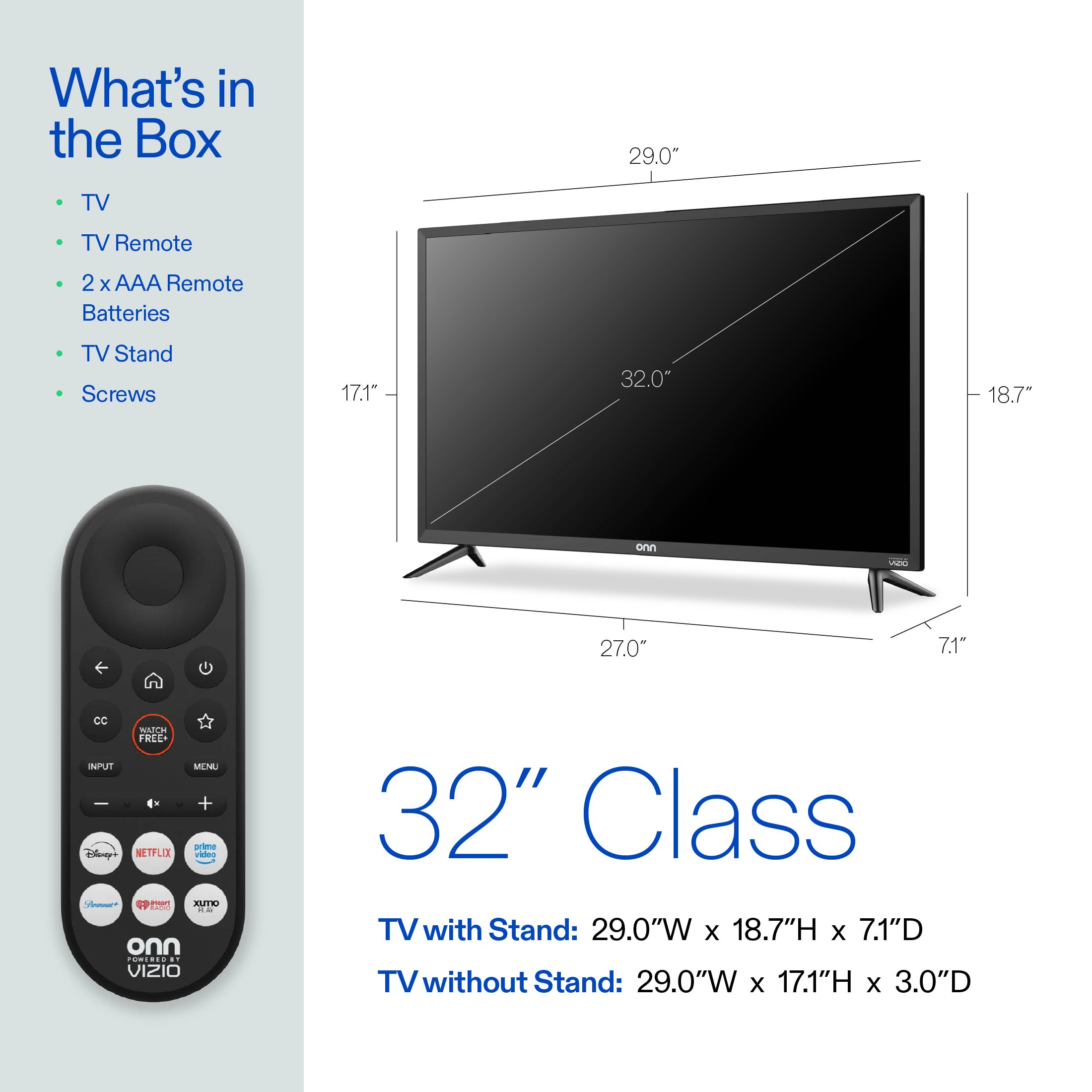 Televisor inteligente onn de 32" clase 720P HD con tecnología VIZIO, 32S2V1 7