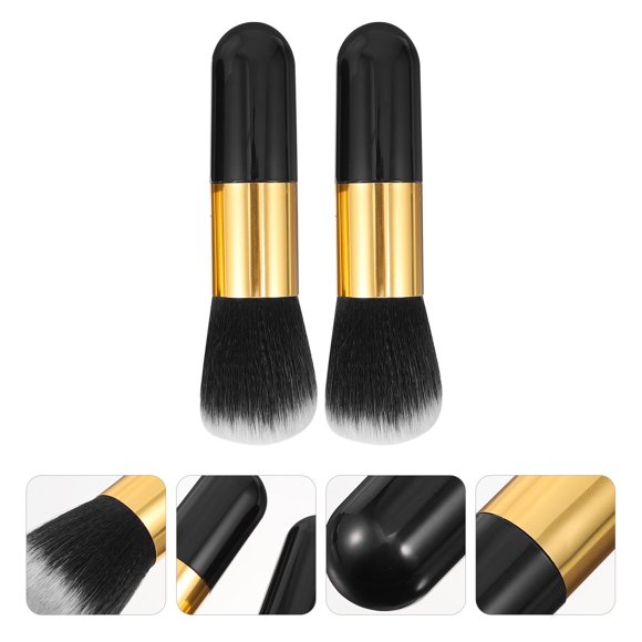 BESTYASH 2Ud Brochas Cosméticas Para Maquillaje Con Premium Para Base Polvo Y Rubor En Negro