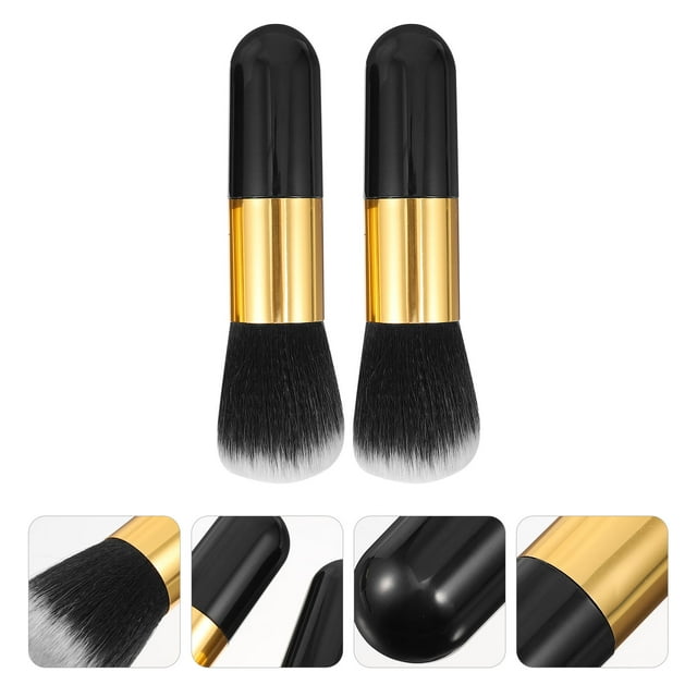 BESTYASH 2Ud Brochas Cosméticas Para Maquillaje Con Premium Para Base Polvo Y Rubor En Negro
