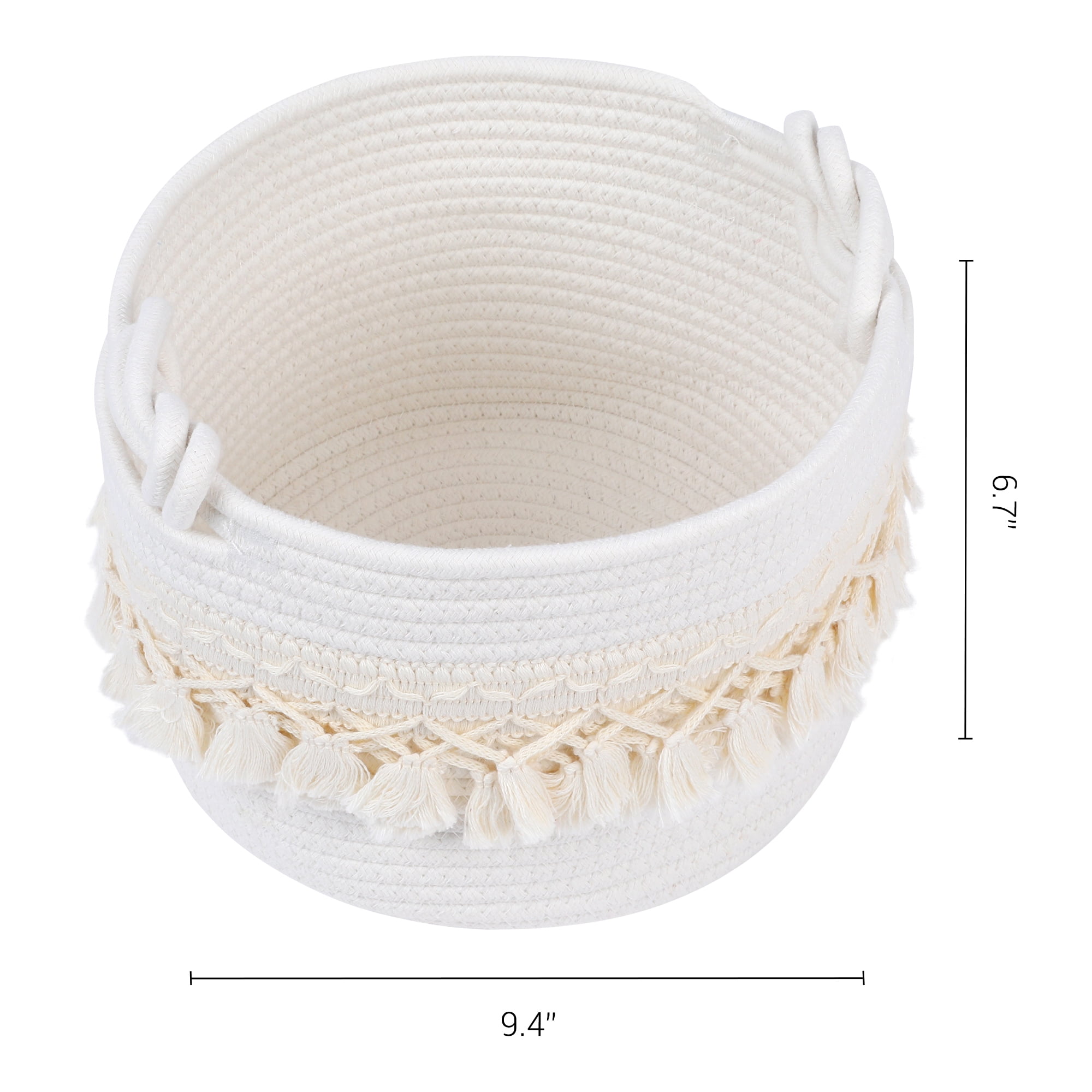 Unique Bargains Woven Storage Basket Shelf Closet Storage Bin White 9.4*6.7in