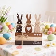 thumbnail image 6 of JHEHF Easter Rustic Wood Block Set Of 6 Cute Rabbit Table Sign Rustic Farmhouse Tiered Tray Tabletop Centerpieces Decoration Party Supplies, 6 of 8