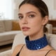 thumbnail image 1 of Gargantilla de lentejuelas metálicas para mujer | Collar de terciopelo con escamas brillantes | Accesorio elegante para fiestas y festivales, 1 of 5