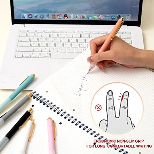 YNGLLC Ballpoint Pens Medium Point 1mm Black Ink Work Pen with Super Soft Grip Ball Point Pen for Men Women Retractable Office Pens (Gold Clip-12 count)