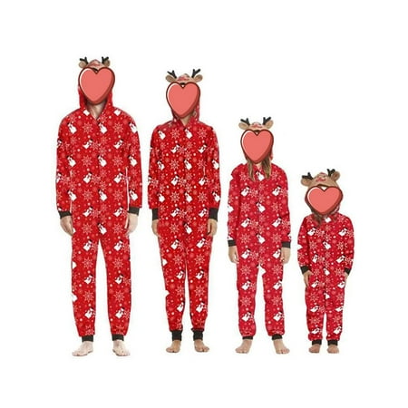

Ma&Baby Unisex Family Christmas Pajamas Set Parent-Child Long Sleeve Hooded Nightwear Sleepsuit Loungewear