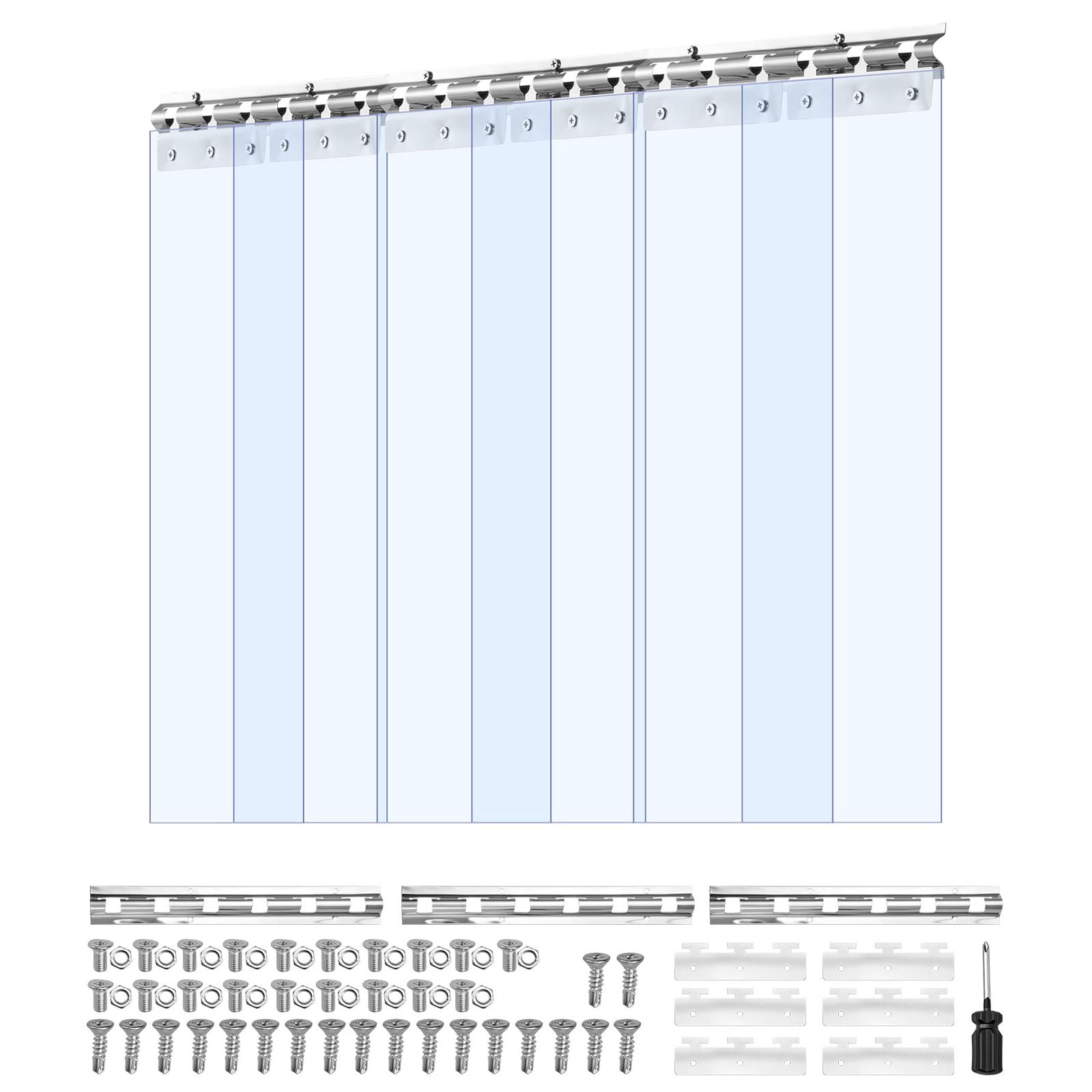 Thermal Insulating Clear PVC Strip Door - 6 Strips, Each 84" High x 36" Wide, for Walk-In Freezer, Cooler, Commercial Warehouse, and Garage Doorways