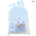 thumbnail image 1 of Conjunto de gorros, manoplas y calcetines para recién nacidos, gorro para niños y niñas de 0 a 6 meses, color azul, 1 of 5