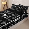 thumbnail image 3 of Erosebridal Heart Pattern Zipper Queen Comforter Set with Fitted Sheet and 2 Pillowcases,Minimalist Stripes Zipper Bedding Set,Black White,Black Reversible, 3 of 6
