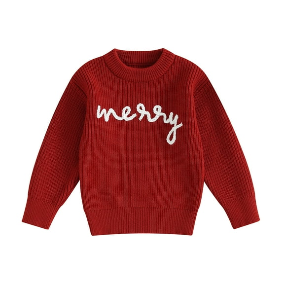 Christmas Sweater Jumpers Baby Girls Boy Knitting Clothes 6M 12M 18M 24M 3Y 4Y Winter Long Sleeve Crew Neck Letter Warm Knitwear Kid Clothes