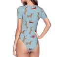 thumbnail image 4 of The Xecao Dachshund Dog Women's Crew Neck Body Suit, a short-sleeved bodysuit and basic swimsuit, both comfort and style for dating and daily life, 4 of 9