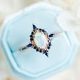 thumbnail image 3 of Opal Engagement Ring, Blue Sapphire Engagement Ring, Vintage Opal & Blue Sapphire Ring, Silver Ring, Promise Ring, Anniversary Gift For Her, 3 of 5