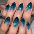 thumbnail image 1 of Uñas postizas adhesivas almendradas SXTSZJ degradado azul profundo 24 piezas, 1 of 7