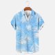 thumbnail image 5 of Blusa y camisa de manga corta con cuello vuelto para hombre, informal, a la moda, con estampado de bolsillo y botones, de poliéster., 5 of 6