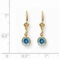 thumbnail image 2 of 14K Yellow Gold 5mm Blue Topaz Leverback Dangle Earrings, 2 of 5