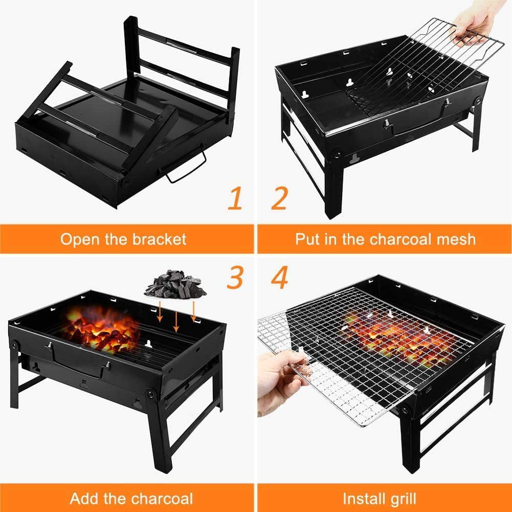 Charcoal Grill Barbecue Portable BBQ Portable Wood Pellet Grill with Thermometer Tabletop Outdoor Smoker BBQ for Picnic Garden Terrace Camping Travel 16.53x11.41x14.56 