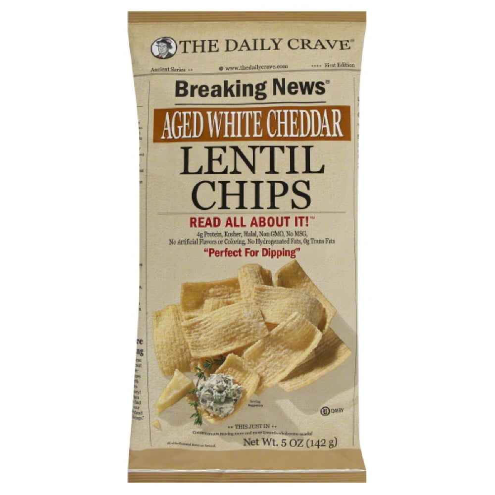 The Daily Crave Aged White Cheddar Lentil Chips, 5 Oz.