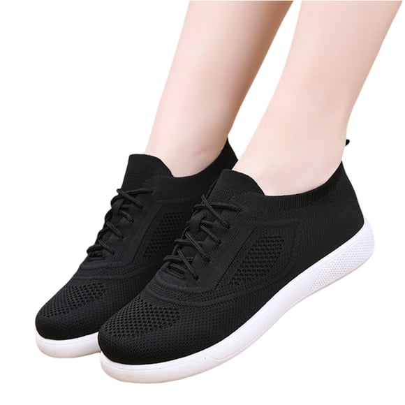 HTHLVMD Breathable Running Shoes, Lightweight Knit Athletic Shoes, Orthopedic Shoes for Women, Women's Walking Shoes Lightweight Tennis Fashion Sneakers Sports Workout Gym Shoes for Running, Black 8
