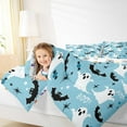 thumbnail image 4 of Manfei Halloween Bedding Sets Queen with Comforter for Teens, Blue Comforter Sets Queen Size, Kawaii Ghost Bat Reversible Down Comforter, Breathable Bedroom Decorative, 3pcs, 4 of 8