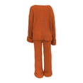 thumbnail image 4 of Tiqkatyck Womens Fashion Two Piece Sets for Women Women's 2 Piece Outfits Long Sleeve V Neck Knit Pullover Tops and Wide Leg Pant Streetwear Set Sweatpants Women Womens Long Sleeve Tops Brown, 4 of 6