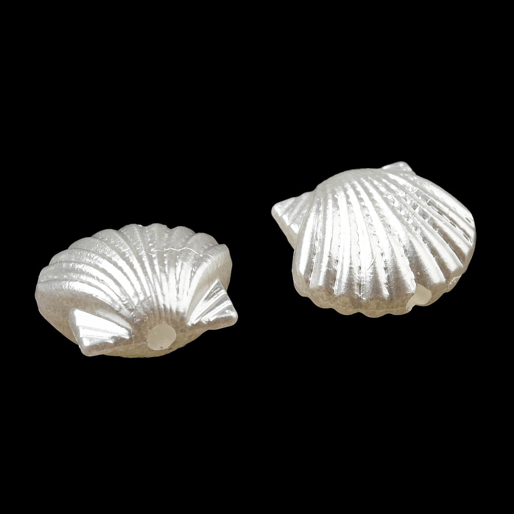1000pc Imitation Pearl Beads Shell Shape 11x12.5x6.5mm Hole: 1.6mm