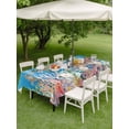 thumbnail image 4 of Outdoor Tablecloth with Umbrella Hole for Patio/Picnic/Party, Blue Turtle Coastal Waterproof Table Cloth Rectangle Table Cover Washable, Nautical Summer Beach Coral Octopus Jellyfish (52"x 70"), 4 of 8