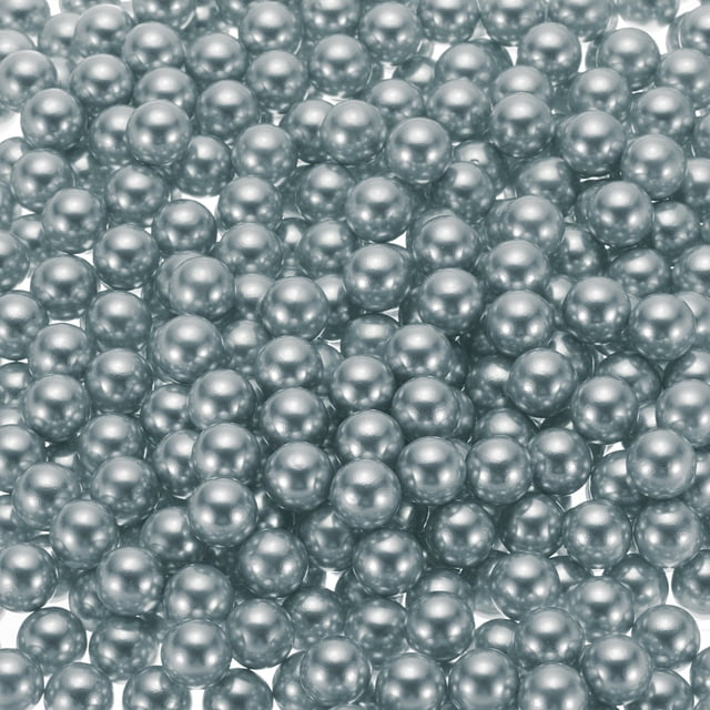 Uxcell 500Pcs Faux Pearl for Crafting, 10mm No Hole ABS Round Pearls Beads for Cosmetic Boxes, DIY, Silver Grey