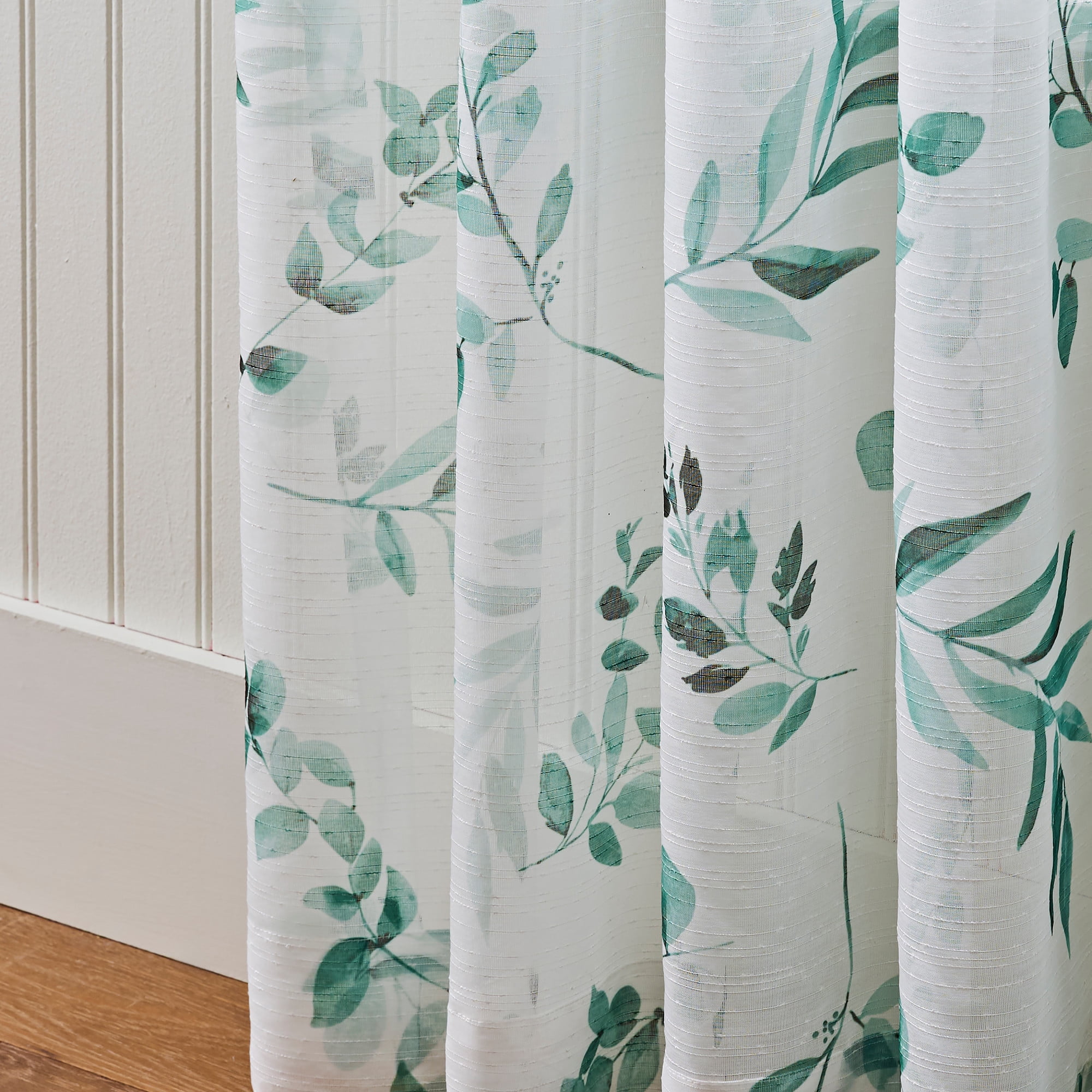 Martha Stewart Maddison Curtain Panel Pair, Green, Pole Top, Sheer, Indoor, Adult, 2 Piece Set, 50" x 95"