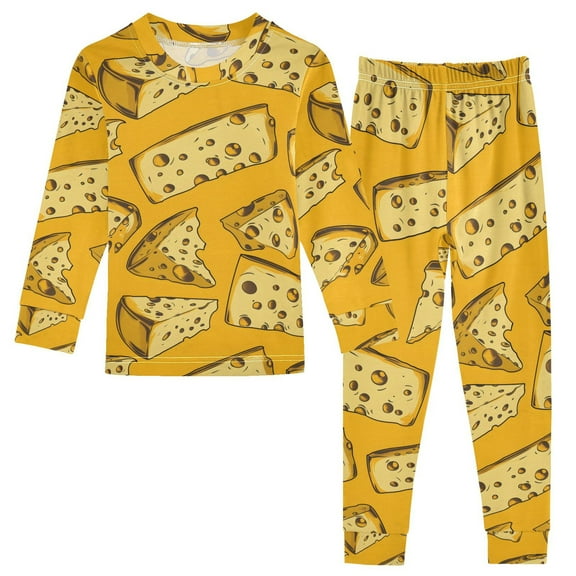 joogoo Cheese 2 Piece Long Sleeve Tee and Pants Cotton Pajama Set 5Y