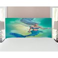 thumbnail image 1 of Underwater Headboard, Mermaid Upper Body of a Woman and the Tail of Fish for Swimming Marine Life, Upholstered Decorative Metal Bed Headboard with Memory Foam, Full Size, Teal Pale Blue, by Ambesonne, 1 of 4