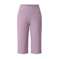 thumbnail image 6 of Women's 14" Bermuda Shorts Knee Length High Waisted Stretchy Long Shorts with Pockets Athletic Casual Summer ,L,#01 Light Purple, 6 of 8