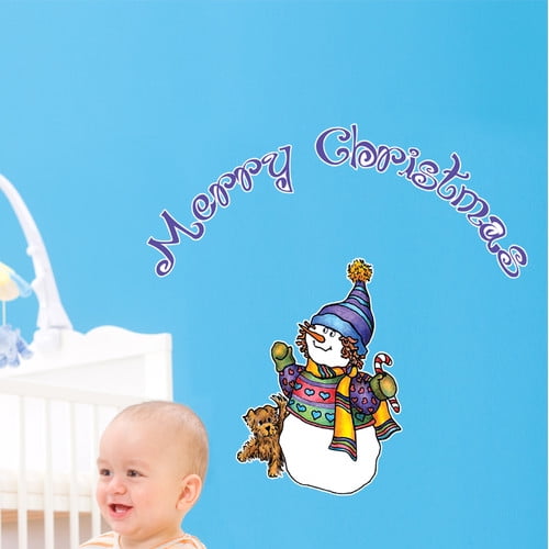 Wallhogs Schmeltzer Snowman And Puppy Cutout Wall Decal Walmart Com Walmart Com