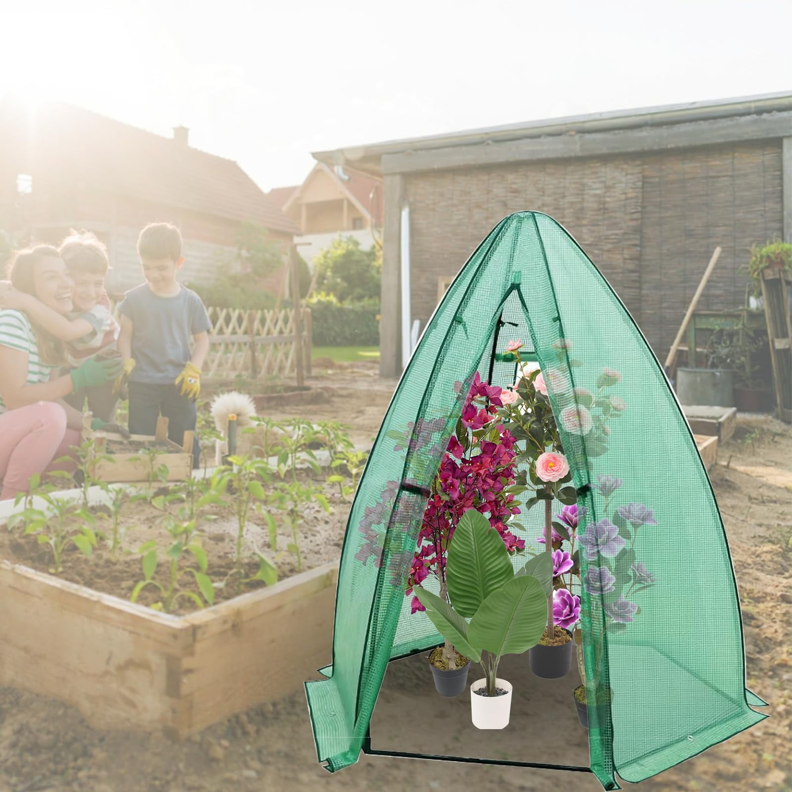 Heavy-Duty Hexagonal Portable Greenhouse with Durable PE Cover, Zippered Door & Mesh Window - Protects Vegetables, Flowers, Fruits, and Herbs