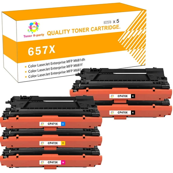 Toner H-Party Compatible Toner Cartridge for HP CF470X CF471X CF472X CF473X Color LaserJet Enterprise MFP M681dh-MFP M681f-Flow MFP-M681f, Flow MFP M681z Flow MFP M682z (2*Bk, C, M, Y, 5-Pack)