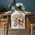 thumbnail image 2 of Valentine's Day Table Runner - 90 Inch Long, Kitchen Dining Table Runner Dresser Scarves, Cute Dog Heart Roses Floral Romantic Farmhouse Decor for Coffee Tables Wedding Party Banquet, 2 of 8