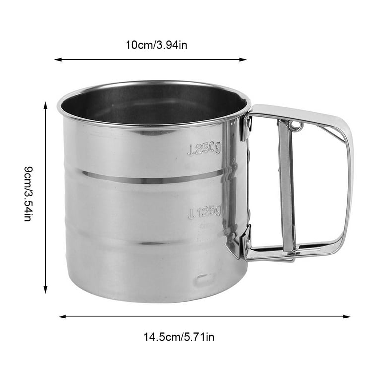 Cooll Flour Sifter Clear Scale Fan-shaped Rotary Blade Press Type with Bottom Cover Hand Press Filter Powdered Sugar Sieve Home Supply, Size: Dual