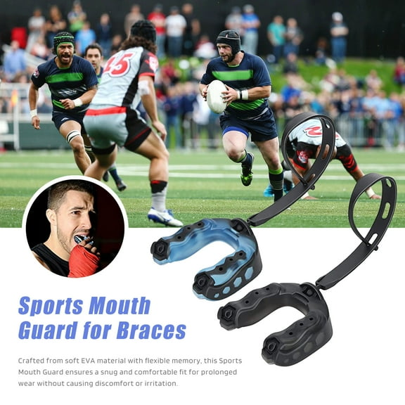 sunsanly Football Mouth Guard Adult Youth Sports Mouthguard with Strap Football Boxing Mouthpiece for Rugby Lacrosse Hockey