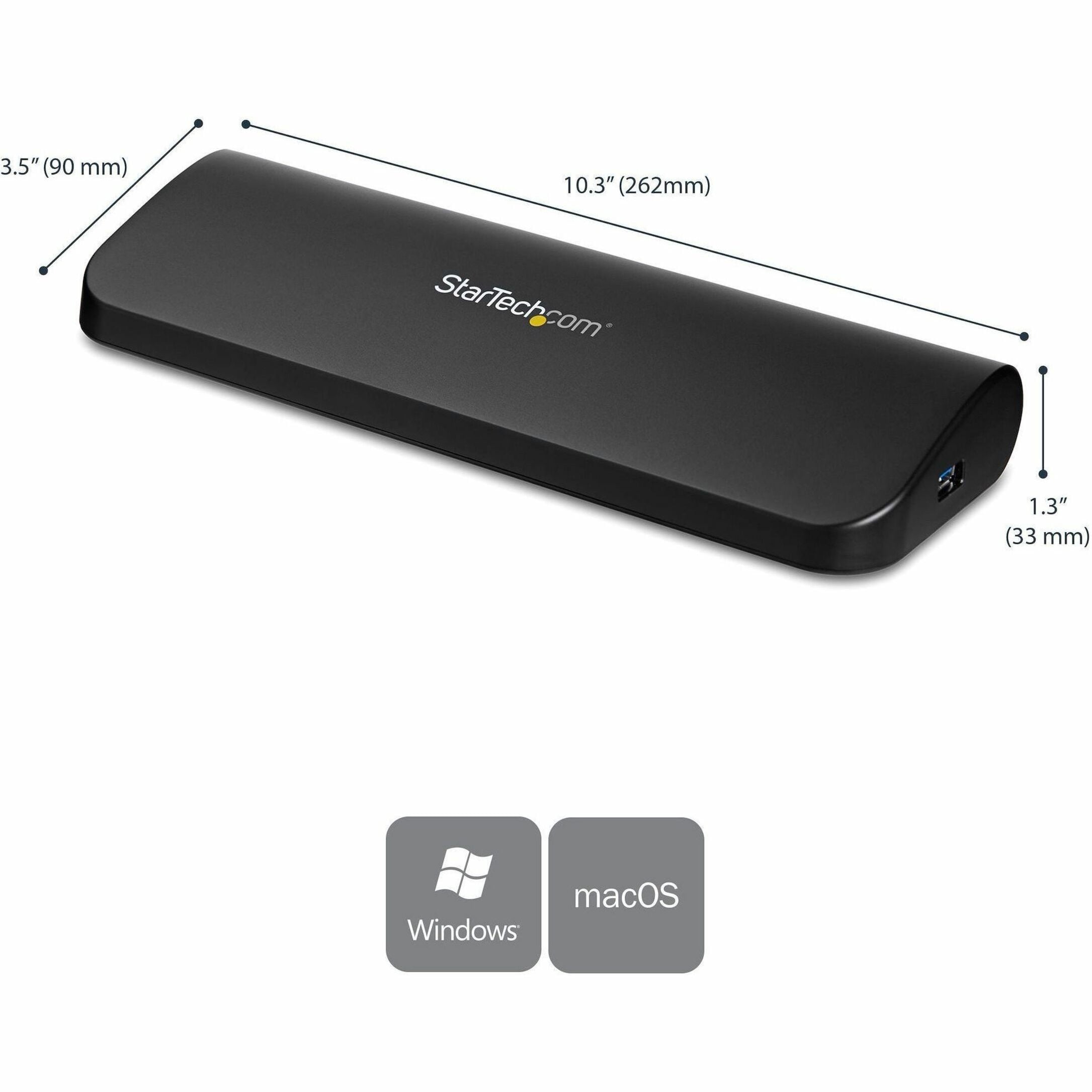 StarTech.com Dual Monitor USB 3.0 Laptop Docking Station with HDMI/DVI/VGA, 3x USB-A Hub,  GbE, Audio, Universal Type-A Dock for Windows/macOS/ChromeOS - TAA Compliant