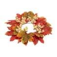 thumbnail image 6 of Fall Maple Leaf Candle Ring Wreath, 3 Optional Styles, Artificial Pumpkin/Pinecone/Berry Decor, Table Centerpiece for Thanksgiving & Autumn Holiday, 6 of 7