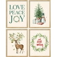 thumbnail image 2 of PixonSign Framed Wall Art Christmas Tree Wreath, Deer, Snowman Illustrations, Set of 4 Celebrations & Holidays Seasonal Wall Decor, Adhesive Canvas Poster, Modern Home Artwork - 8"x10" Natural, 2 of 5