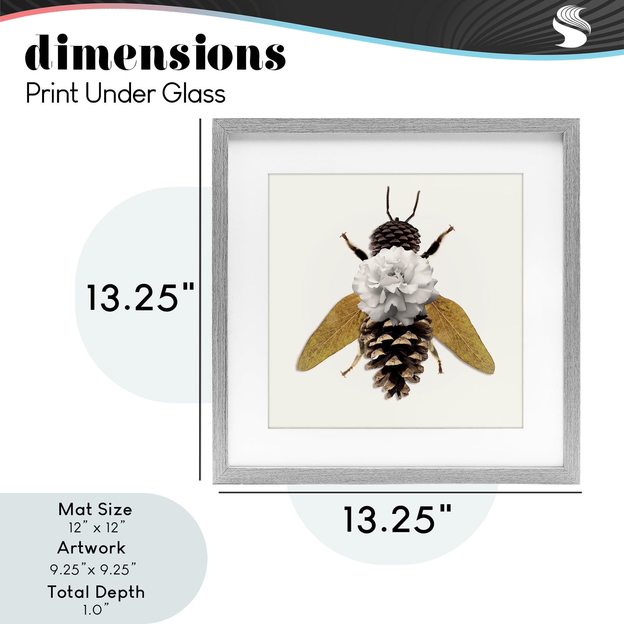 Nature Constructed Bee Gray Framed Print Under Glass, design by Sasha