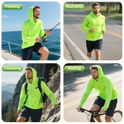 ProtectX 2 Pack High Visibility Sun Protection Lightweight Long Sleeve Hoodie, UPF 50+ Quick-Dry, SPF UV Shirt, Active Wear - Neon Green