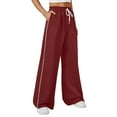 thumbnail image 4 of Delayuji Women's Stripe Patchwork Wide Leg Sweatpants Loose Sportswear Casual Sweatpants Workout Pants, 4 of 7