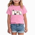 thumbnail image 2 of KPOPLK Kids Girl Halloween T Shirt Cute Ghost and Cat Graphic Short Sleeve Crew Neck Tee Top Size 11-12 Years,Pink, 2 of 4