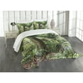 thumbnail image 3 of Ambesonne Forest Quilted Bedspread Set 3 Pcs, Foliage Jungle Design, King Size, Green Brown, 3 of 5
