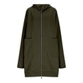 thumbnail image 6 of DHFJKG Womens Zip Up Long Hoodies Solid Color Mid-Length Hooded Jacket With Pockets Winter Leisure Coat, 6 of 6