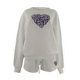 thumbnail image 4 of LOVZFMLL Women's Solid Color Long Sleeve Drawstring Pocket Casual Short Pants Plus Fleece Two Piece Suit Set White S, 4 of 6