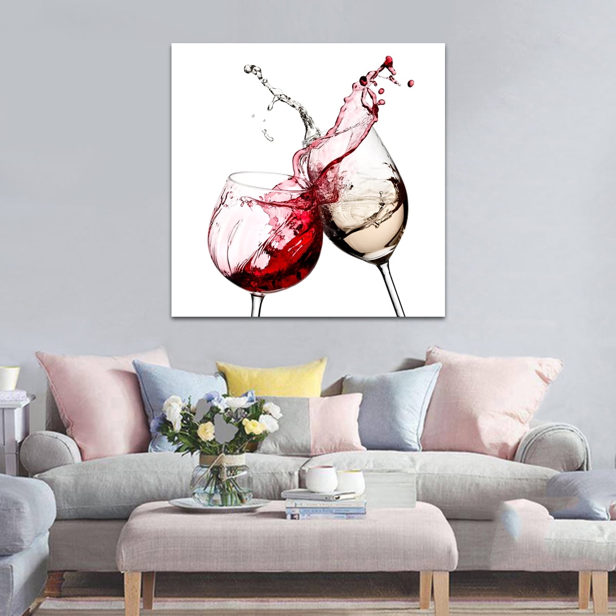 Red White Wine Glasses Kitchen Wall Art Pictures Canvas Wall Art Prints Unframed Walmart Canada