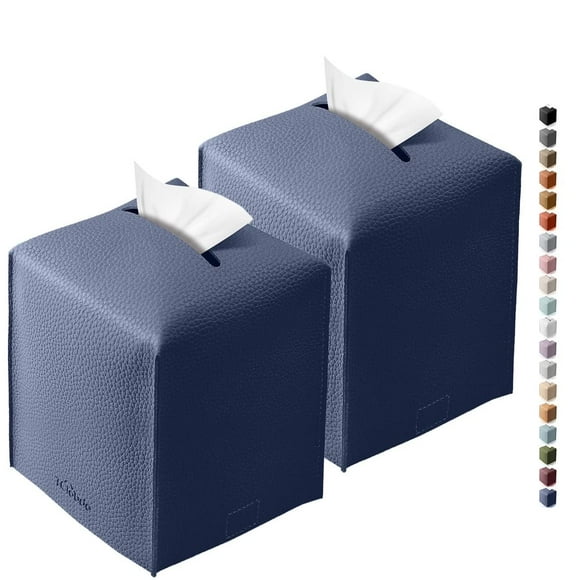 Funda para Caja de Pañuelos Tclouda de Cuero PU Doble Azul Marino