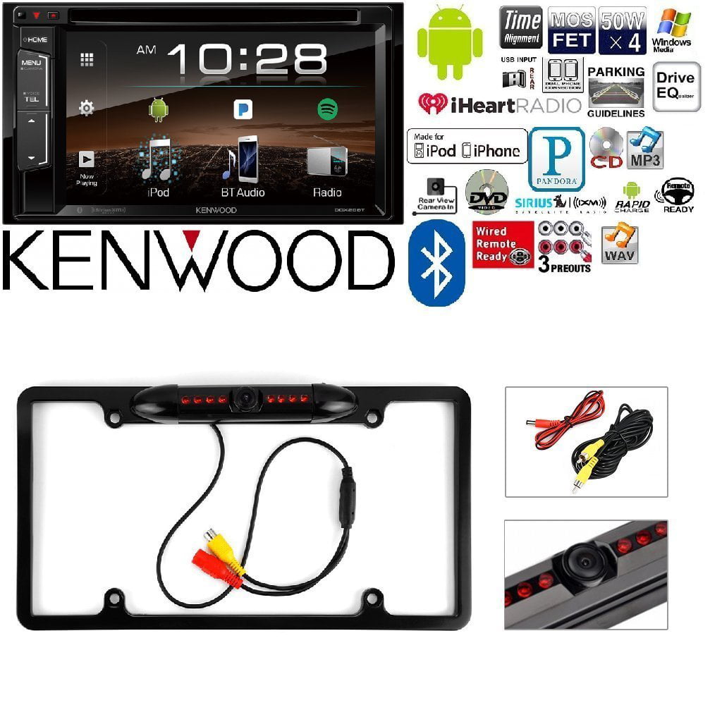 Kenwood DDX25BT 6.2" Double DIN Stereo Bluetooth License Plate Rearview Camera